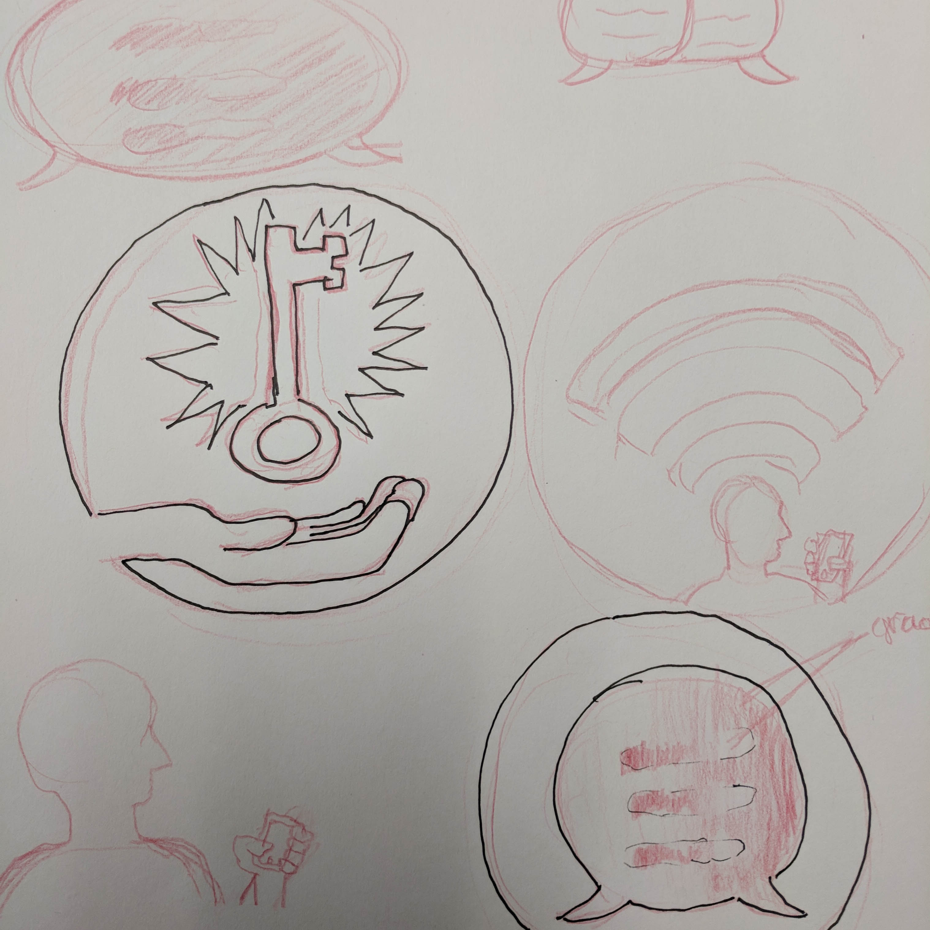 Pencil sketches of icon designs