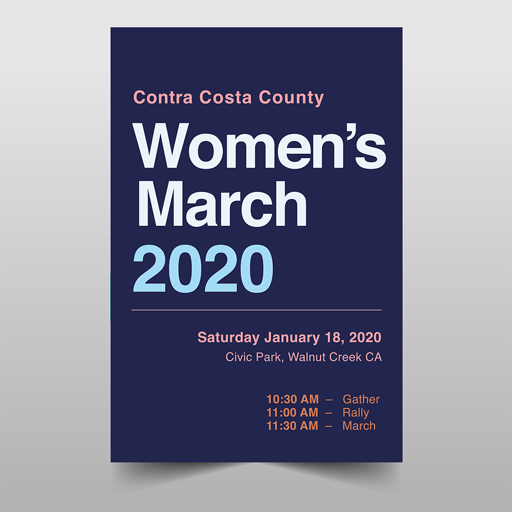 Women's March 2020 poster using only typography